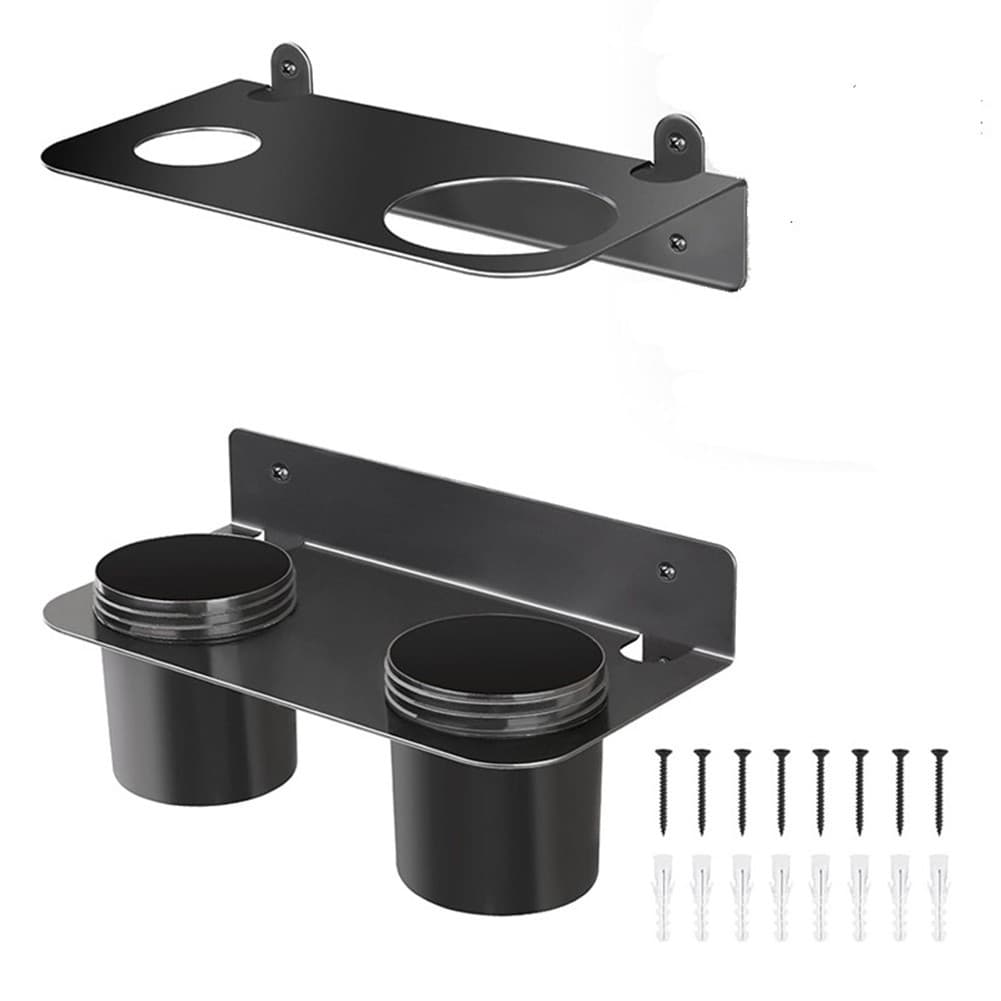 Wall Mounted Funnel Holder with Dual Hole Sizes and Drip Cups for Oil and Fuel