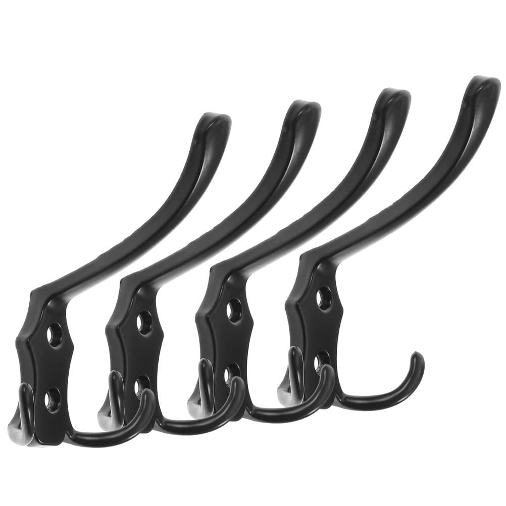 4 Pcs Towel Holder Wall Mount Rack Hook Hooks Mounted Bathroom for Hanging