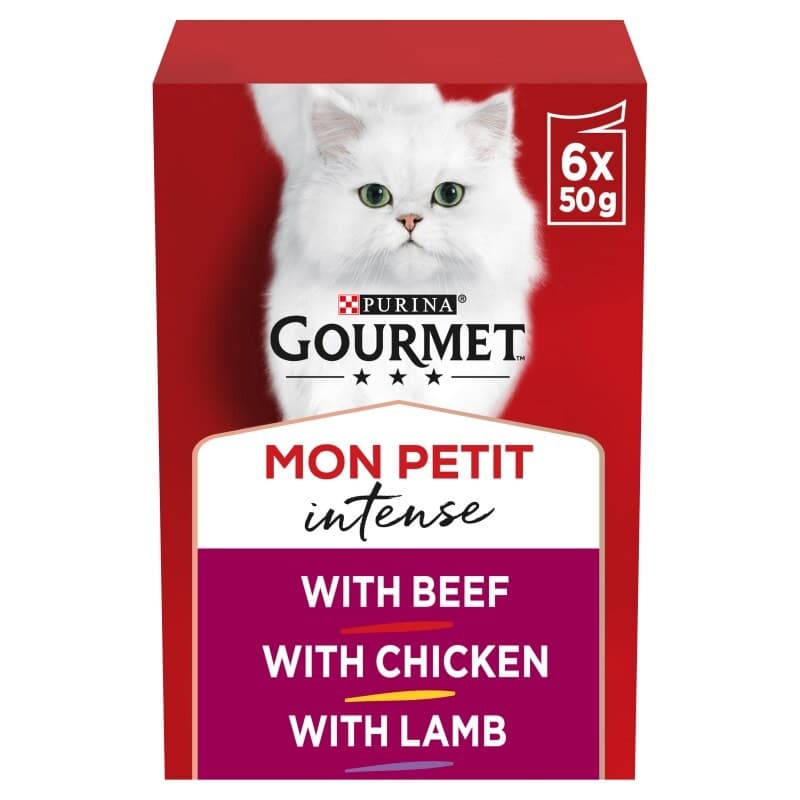 Gourmet Mon Petit Meaty Variety Beef; Chicken; Lamb Wet Cat Food - 6 x 50g