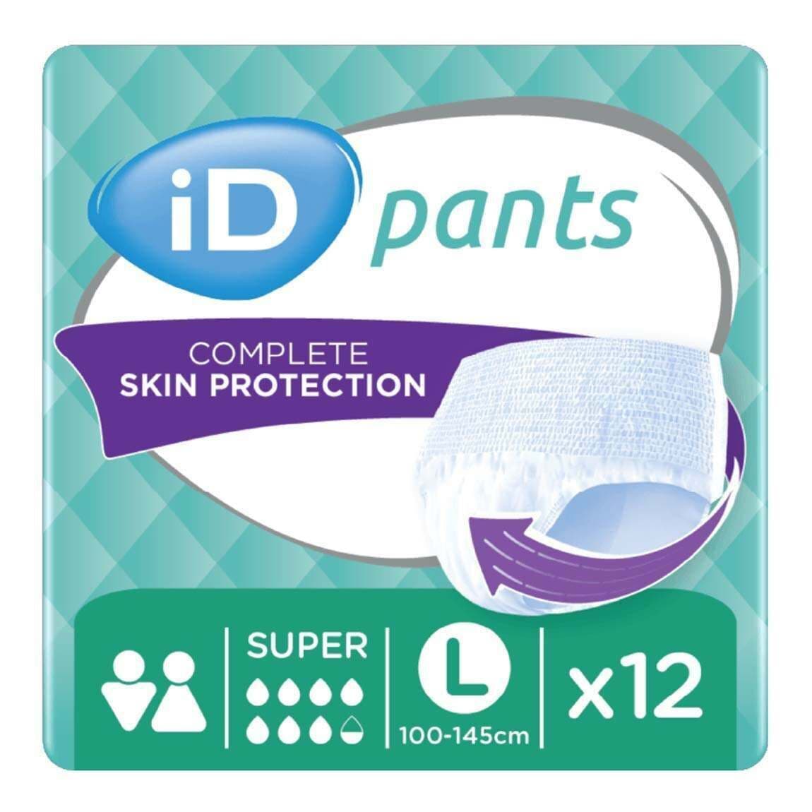1 x iD Pants Super Incontinence Pull Up Pants Unisex - Large - Pack of 12