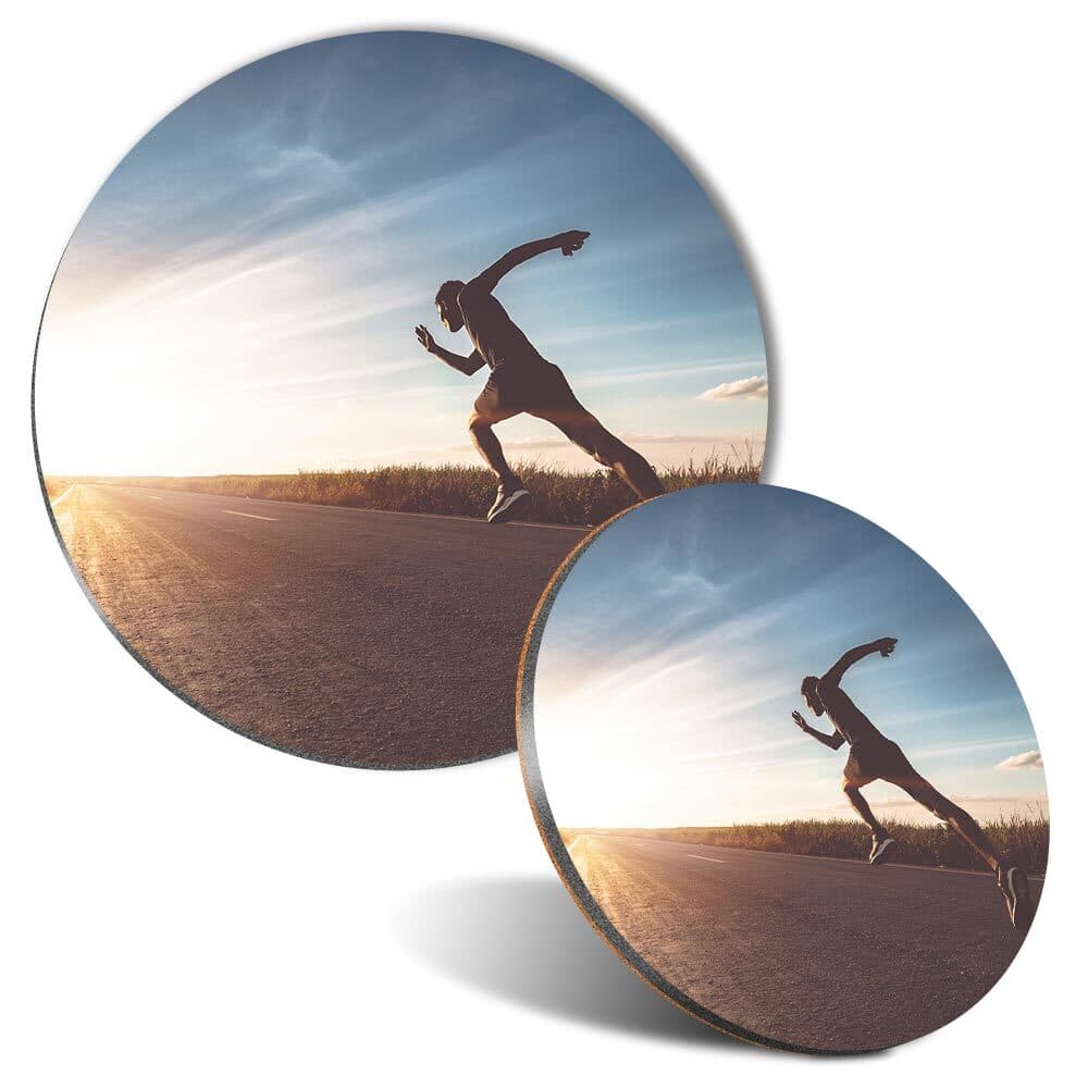 Mouse Mat and Coaster Set Fast Runner Exercise Fitness Run #50876