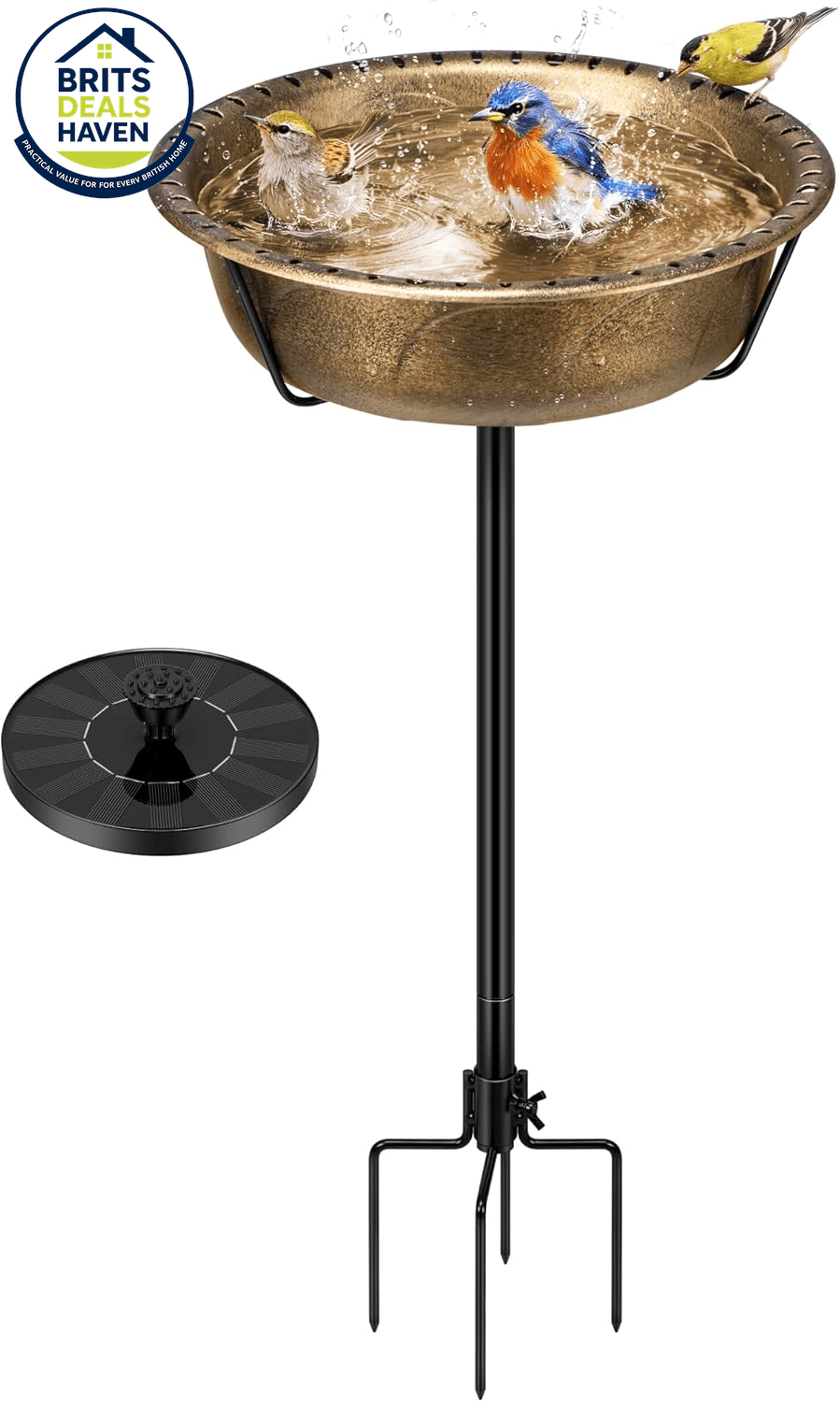 35\" Vintage Copper Solar Fountain Bird Bath for Garden in the UK