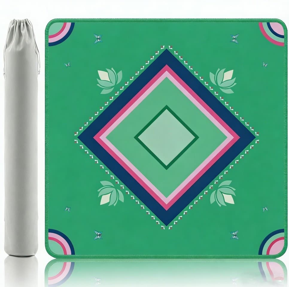 Lotus Butterfly Mahjong Mat 32.4 x 32.4 in Diatom Mud Foldable Gaming Mat