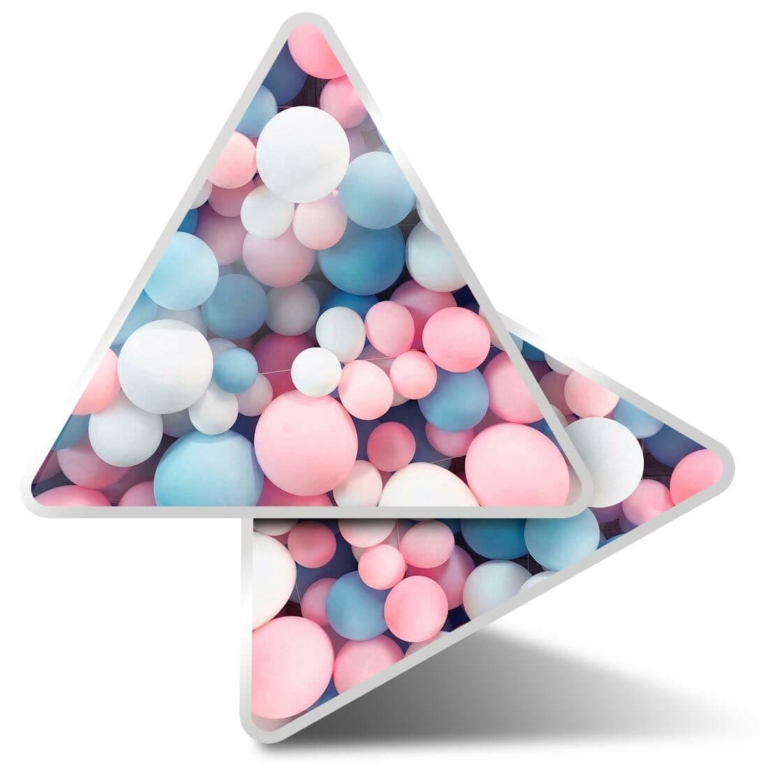 2 x Triangle Stickers  7.5cm - Balloons Pink Blue Bubbles  #12898