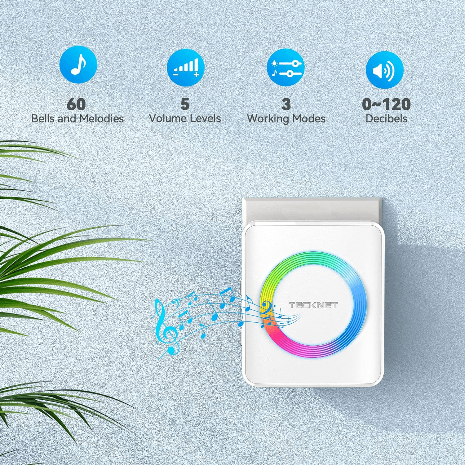 Wireless Doorbell with 2 Receivers 2 Push Buttons| IP65 Waterproof Twin Door Bel view 2