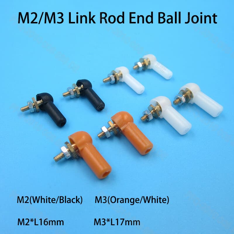 M2/M3 Link Rod End Ball Joint Black/White/Orange Fit RC Car Crawler Buggy Plane