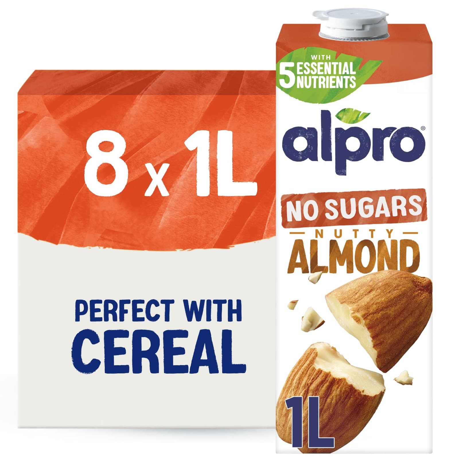 Alpro Almond Drink - No Sugars - Unsweetened Plant-Based Long Life Dairy Free...