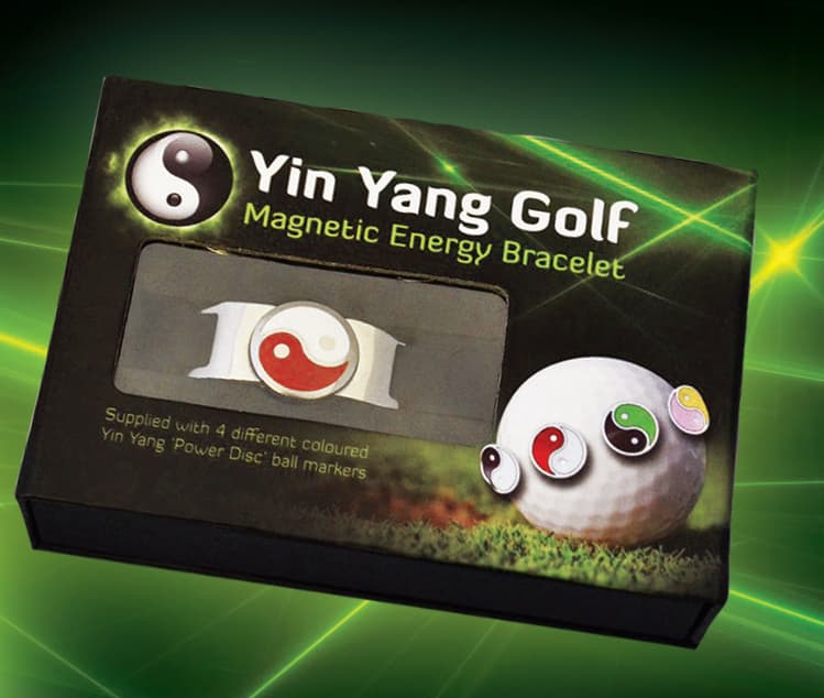 Yin Yang Golf magnetic energy bracelet gift box set 4 power discs ball markers