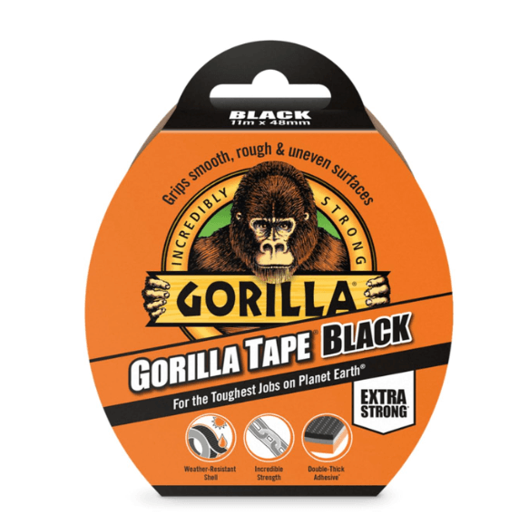 Gorilla Tape Black 48mm x 11M Roll Heavy Duty Waterproof Strong Duct Gaffer Tape