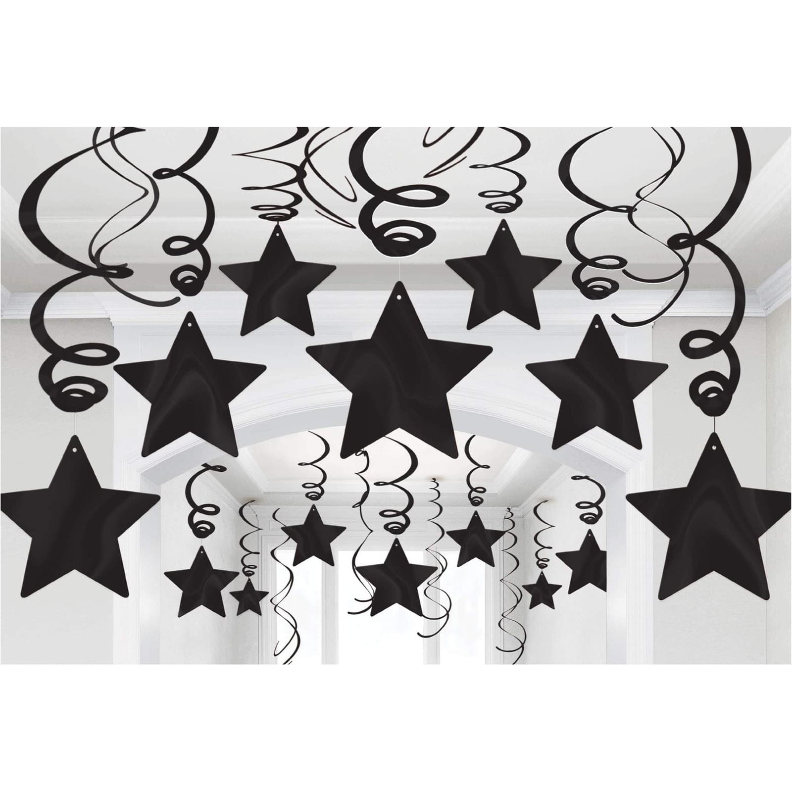 Amscan Spiral Shooting Star Jet Black 30 Count