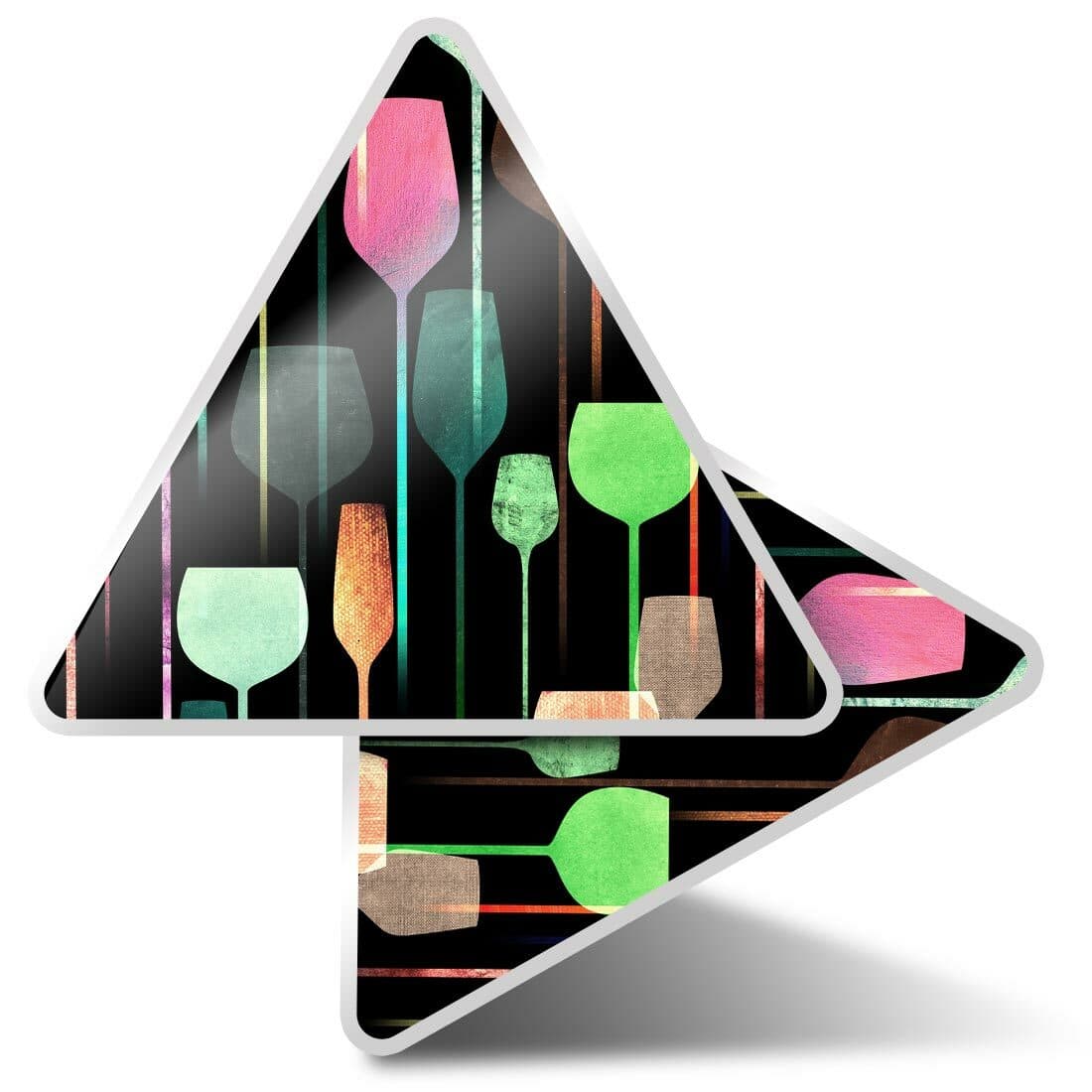 2 x Triangle Stickers  7.5cm - Abstract Wine Glasses Bar Pub  #24551