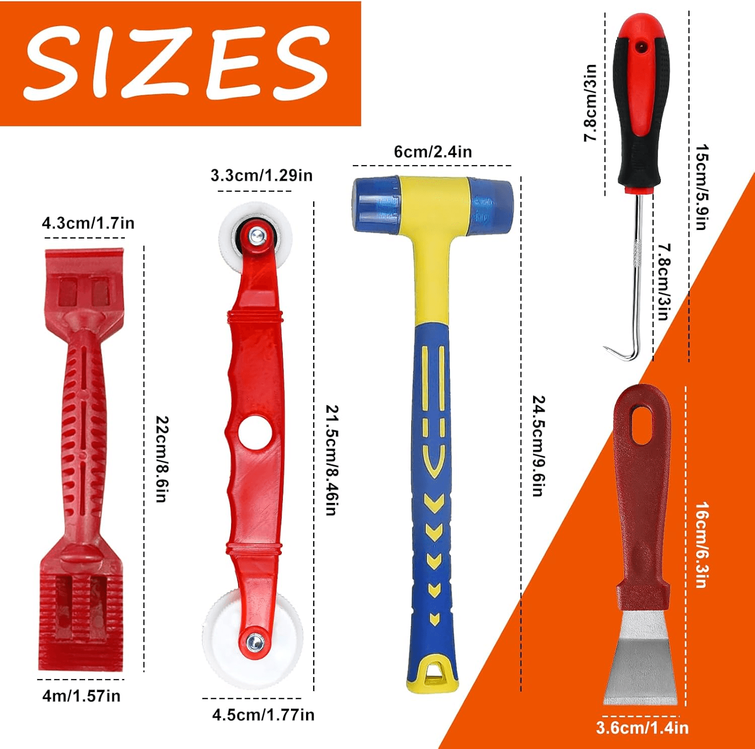 KARBAG 5PCS Window Glass Tool Kit| Window Glazing Tool Double-Head Rubber Hammer view 2