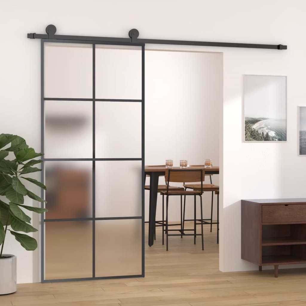Sliding Door Frosted ESG Glass and Aluminium 76x205 cm White Barn 2025