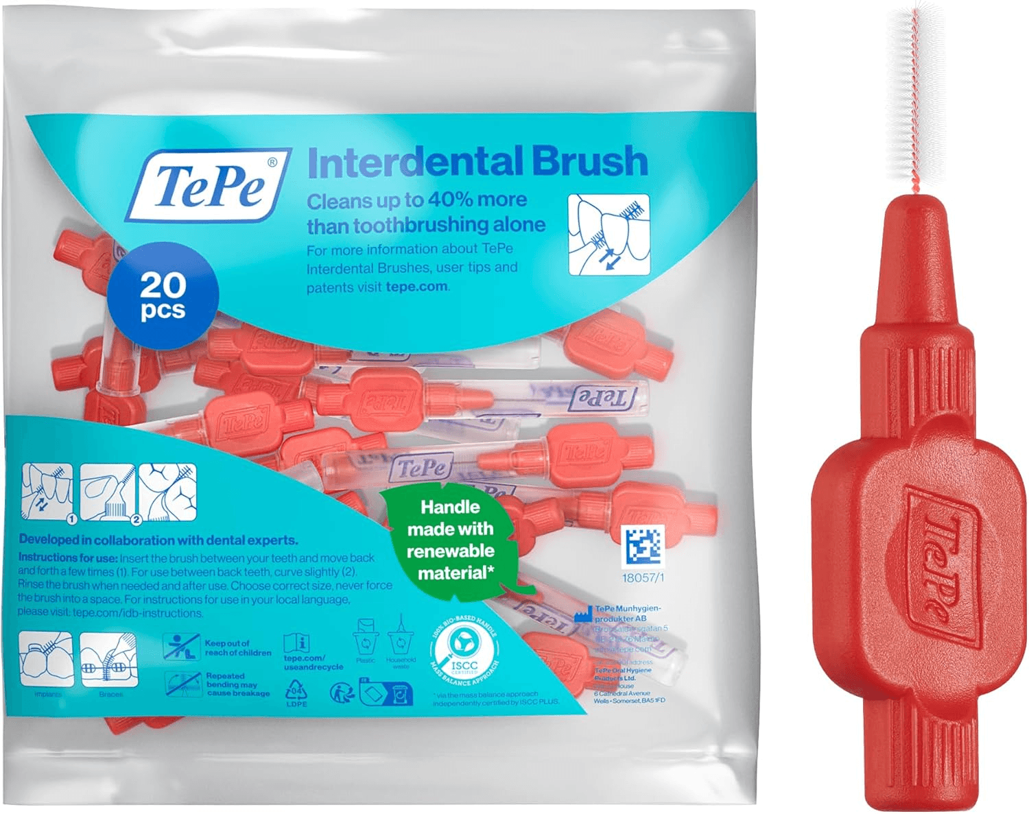 Interdental Brush| Extra Soft| Red| 0.5mm/ISO 2| 20pcs| efficient Cleaning Betwe