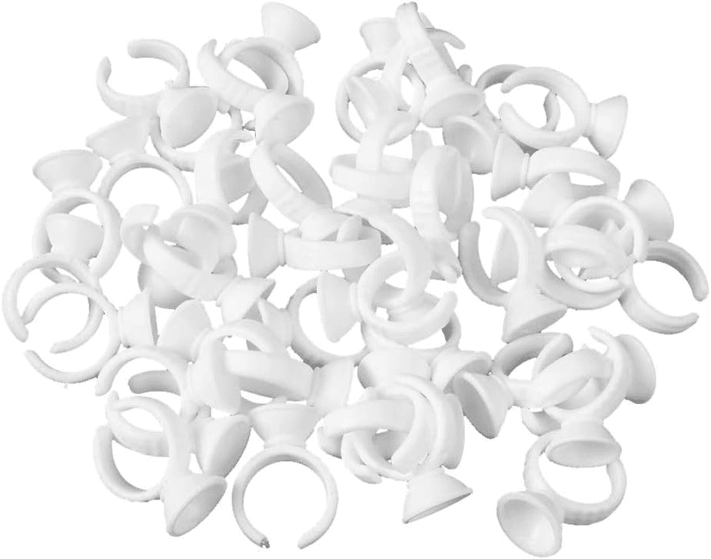 Eyelash Glue Holder 200 PCS Disposable Plastic Glue Rings Nail Art Polish Holder