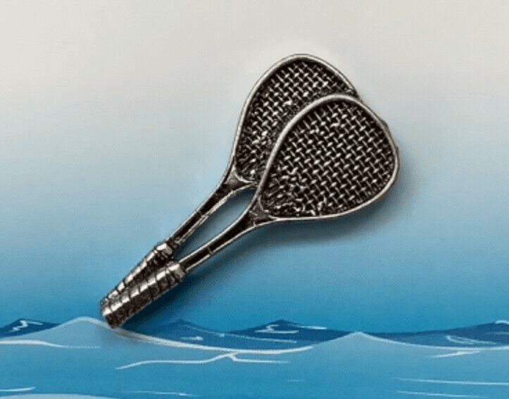 Squash Racquets Silver Pewter Pin Badge - Great Detail And Quality