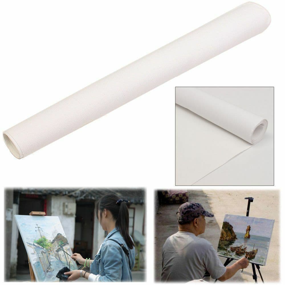 White Blank Canvas Paper Fabric Roll Cotton Watercolors Acrylic Oil Art Painting