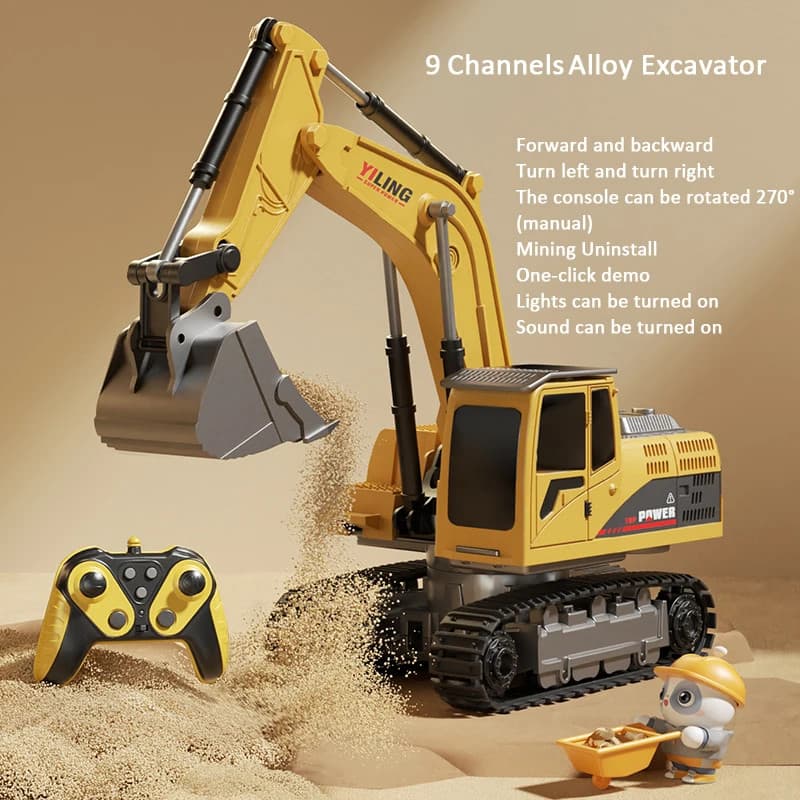 Alloy Remote Control Excavator Toy Car with Lights Sound Effect Electric Excavat