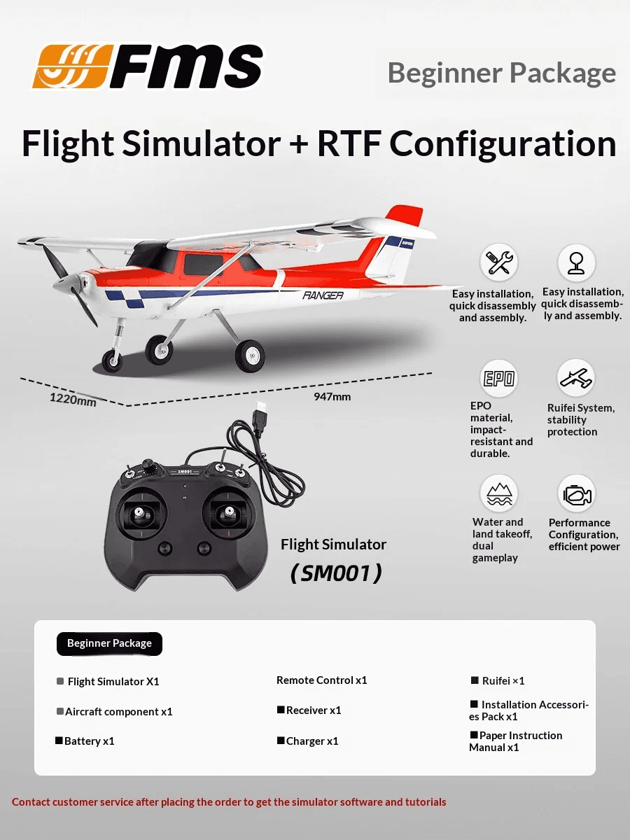 FMS 1220Mm Beginner Trainer 6-Channel RC Airplane Water Air Fixed Wing Electric