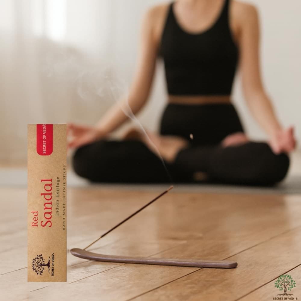 Red Sandal Incense Sticks 20g Pure Organic Chandan Agarbati Natural Hand-Rolled view 2