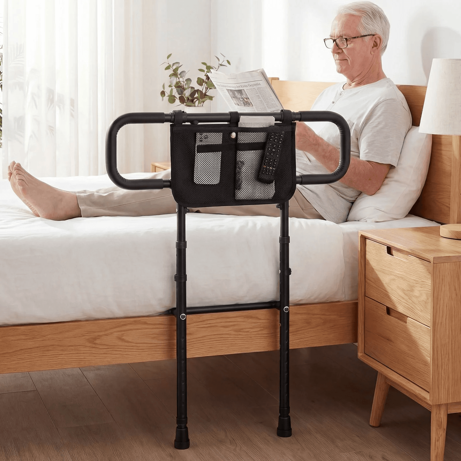 Foldable Bed Rail  Seniors Bed Rail  Elderly Adults  with Adjustable Width and H