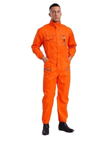 Feeshow Men'S Workwear One-Piece Jumpsuit| Work Overalls For Factory Work,