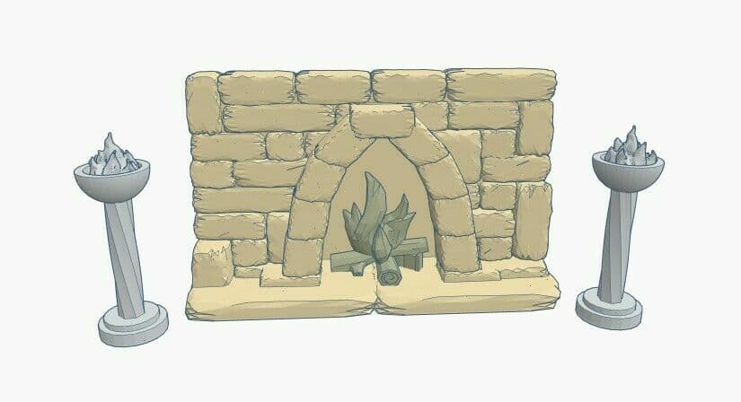 3D kingdoms Dungeons and dragons Pathfinder Fireplace with standing brazier