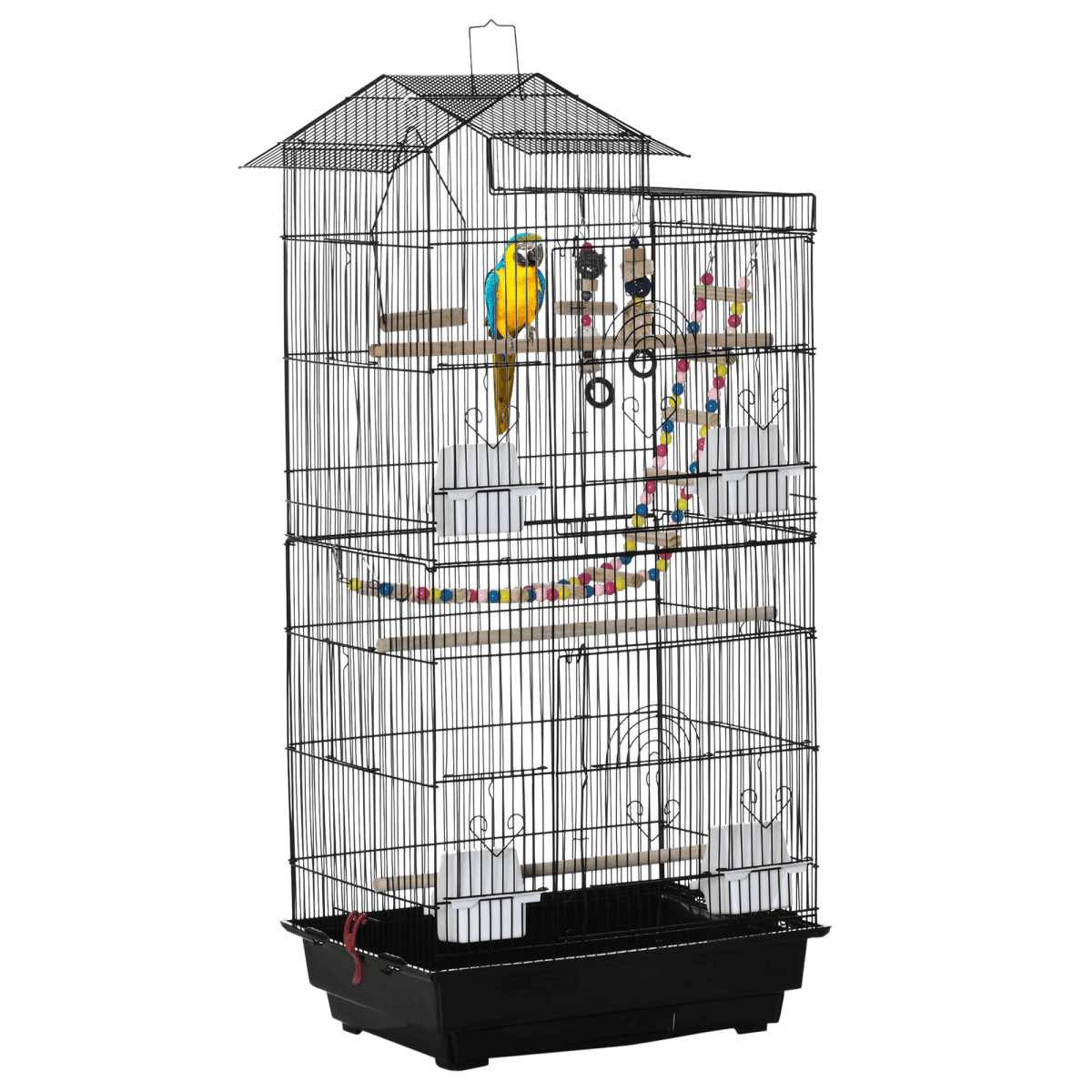 Bird Cage Black Metal 100x46x36cm Spacious Finch Budgie Aviary w/ Accessories XL