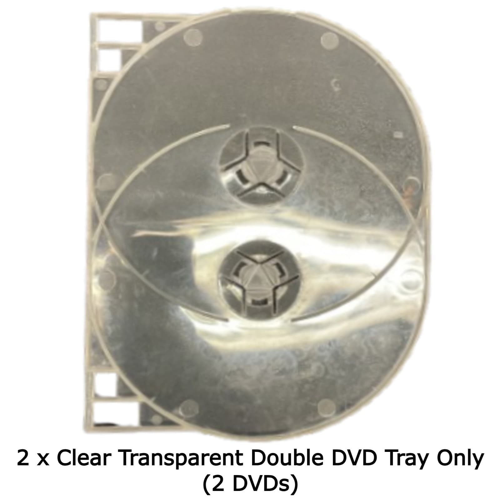 2 x Clear Double DVD Tray ONLY to Hold 2 DVD Discs Inner Tray Without Case