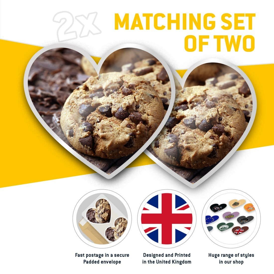 2 x Heart Stickers 10 cm - Chocolate Cookies Bakery Cafe  #21347 view 2