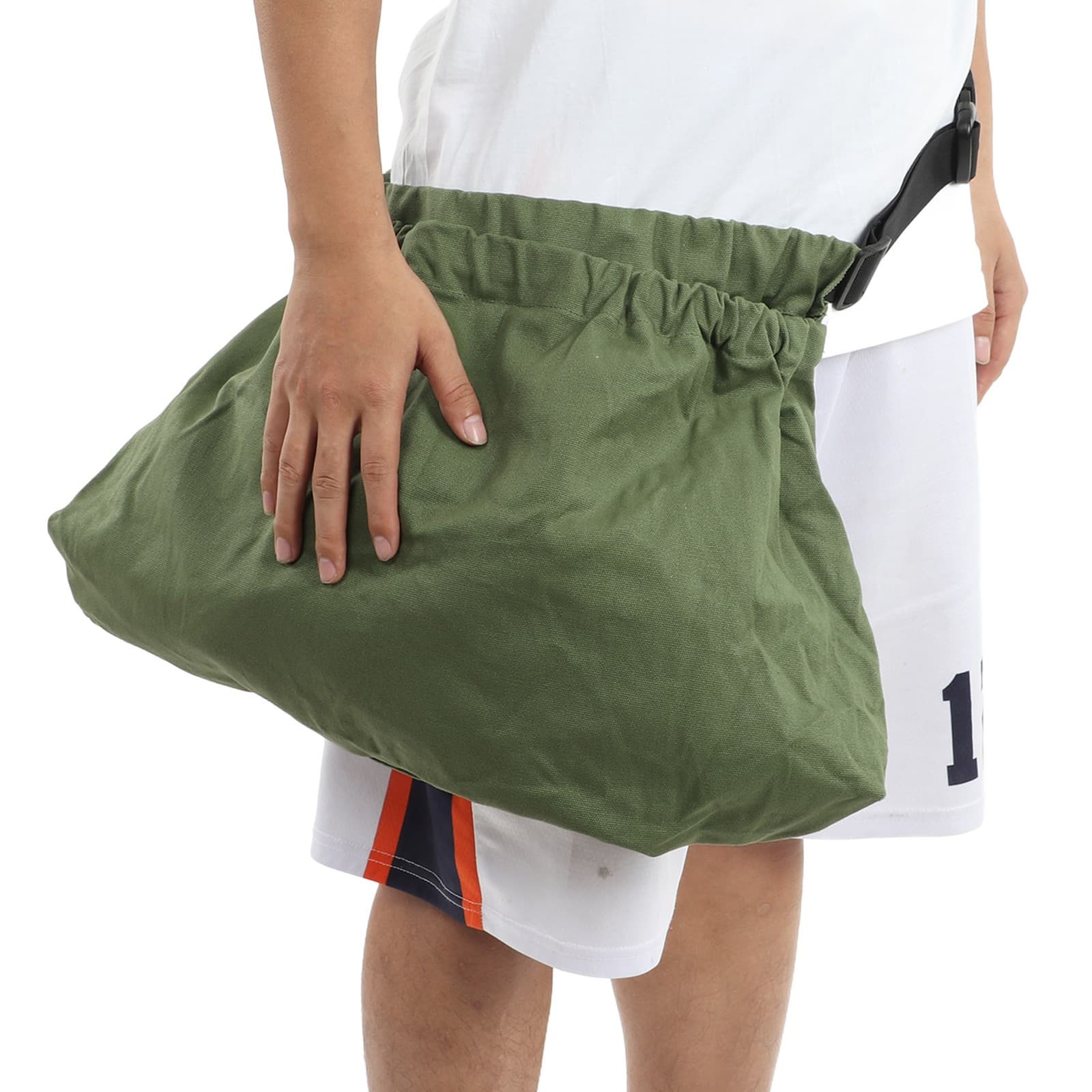 (Green)Picking Bag Waist Hanging Design Foldable Large Capacity Oxford Clot SG