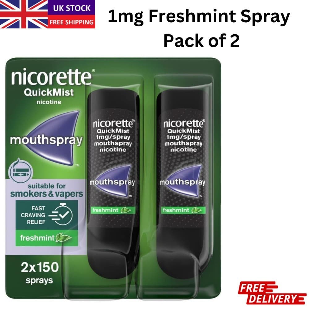 Nicorette QuickMist| Icy White Gum and Inhalator| Fast Stop Smoking Vaping Aids