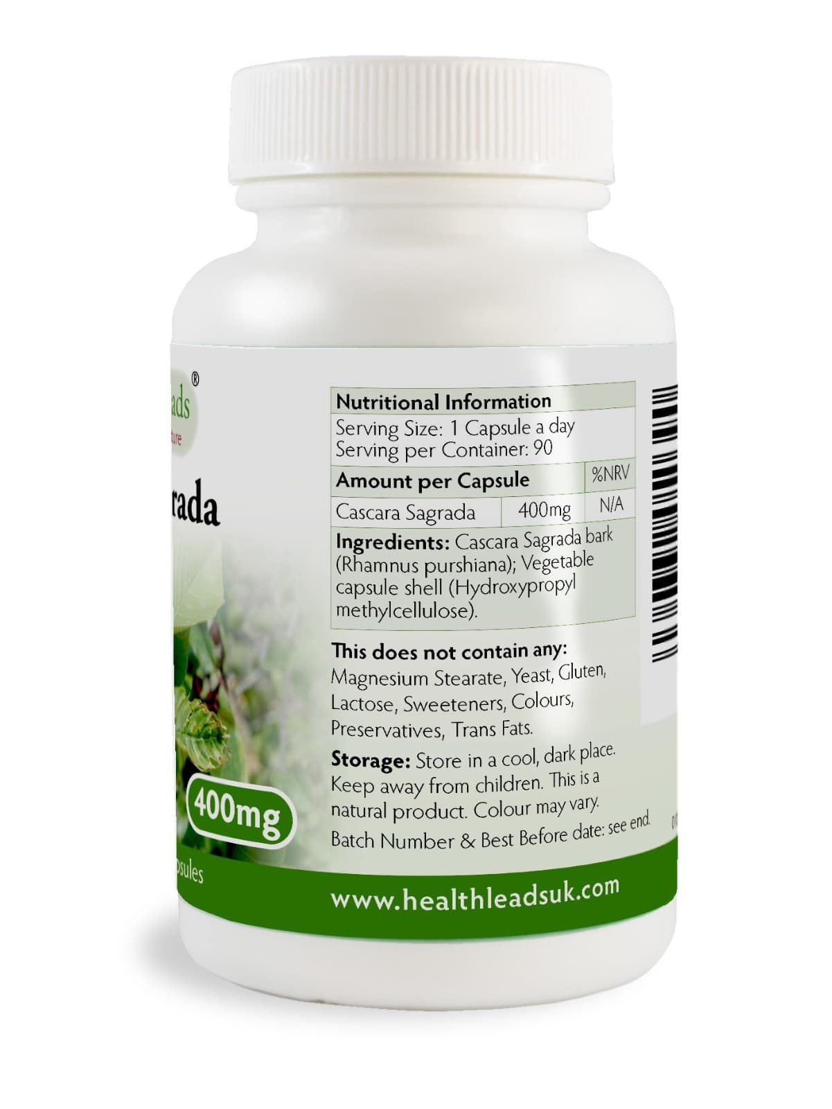 Cascara Sagrada 400mg x 90 capsules view 2
