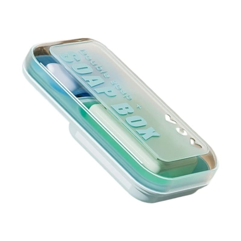 Plastic Soap Dish Organizers Double Compartment with Lid For Bath Essential