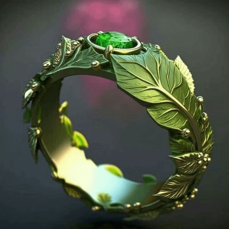 Creative Inlay Green Color Leaf Shape Zircon Ring for Women Birthday Accessories