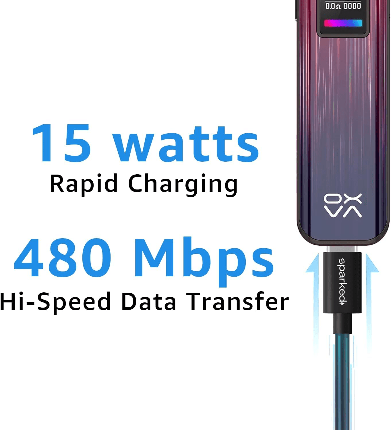 SPARKED Vape Charger Cable USB C Charging Lead for LOST MARY| SMOK| OXVA| VAPORE view 2