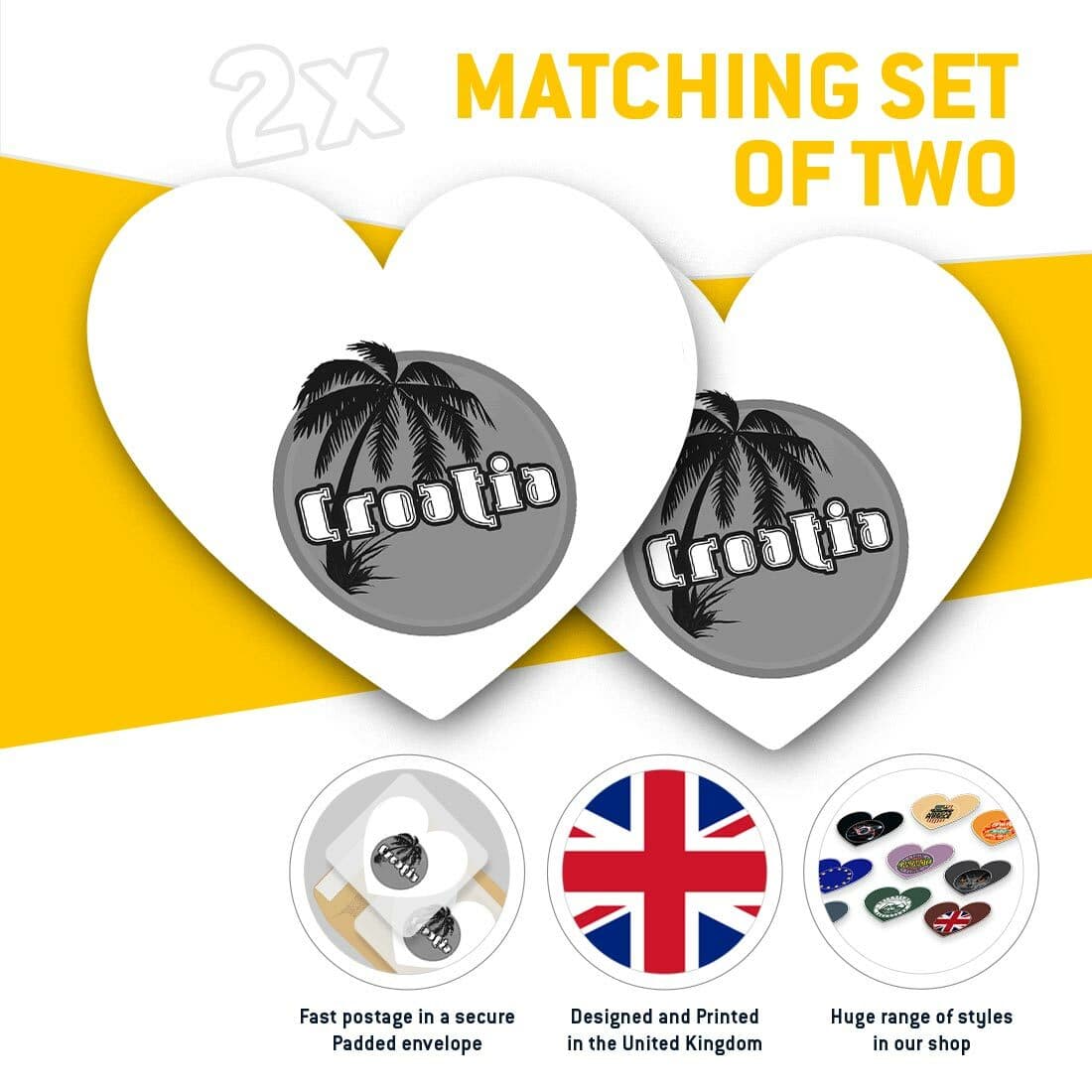 2 x Heart Stickers 15 cm - BW - Croatia Sunset Palm Tree Travel #40657 view 2