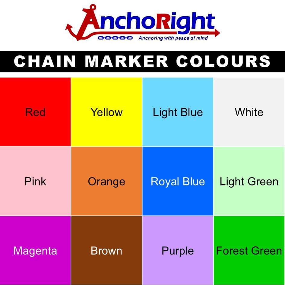 Anchoright™ 6mm anchor chain markers - pick and mix from 12 colours