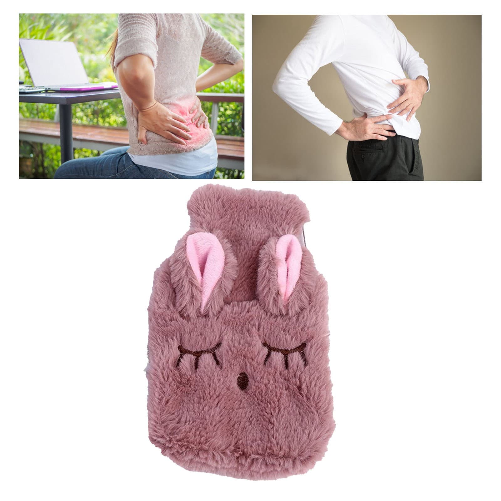 Hot Water Bottle Prevent Scald Detachable Rabbit Pattern Plush Cover Hot Bag