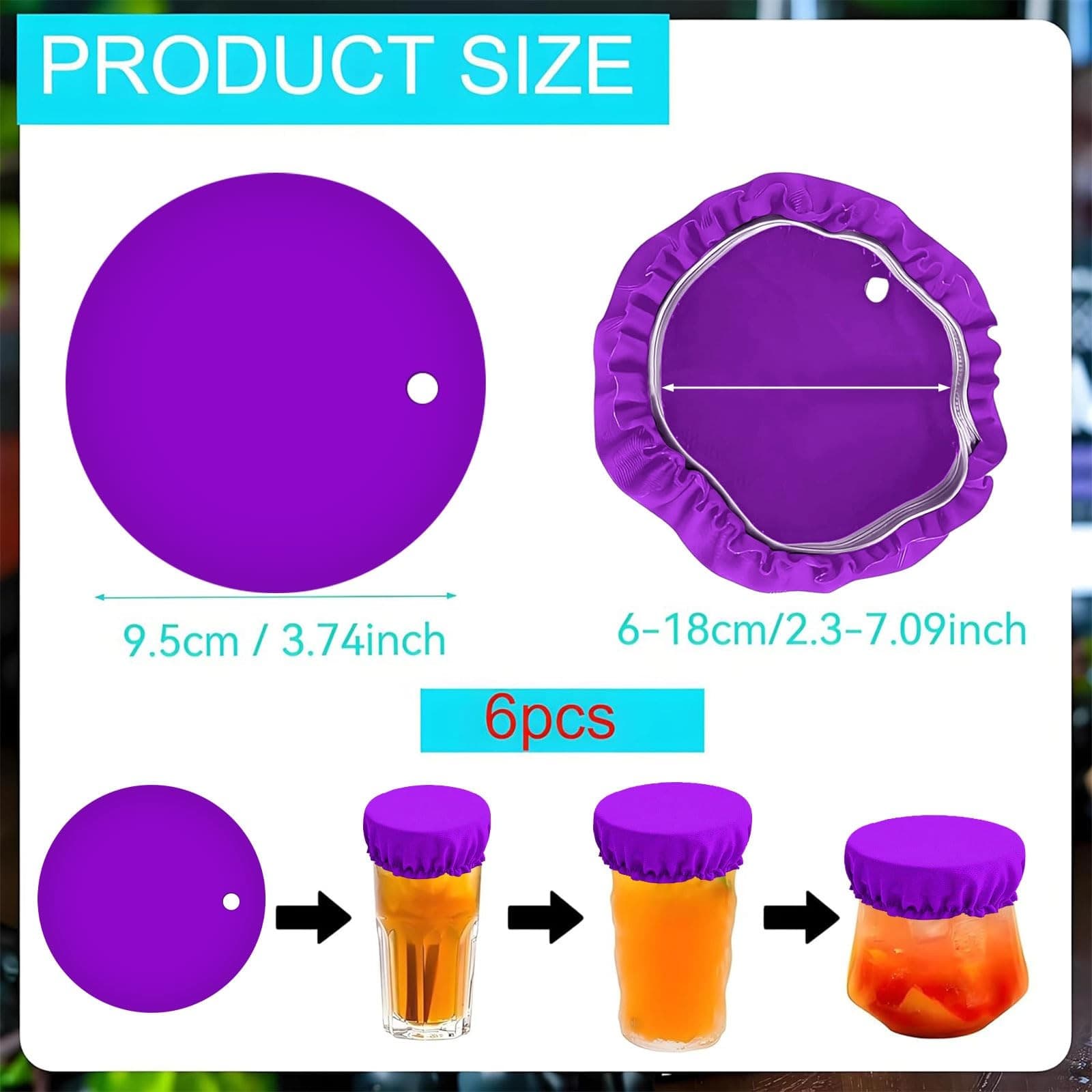 6-Pack Drink Covers Anti Spike| Spike Cover Scrunchie for Purple view 2