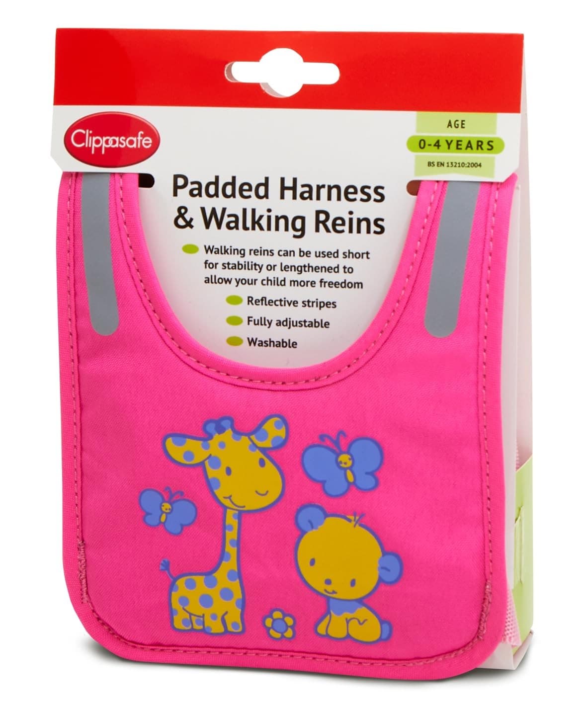 Clippasafe Padded Pink Harness and Reins Giraffe / Bear