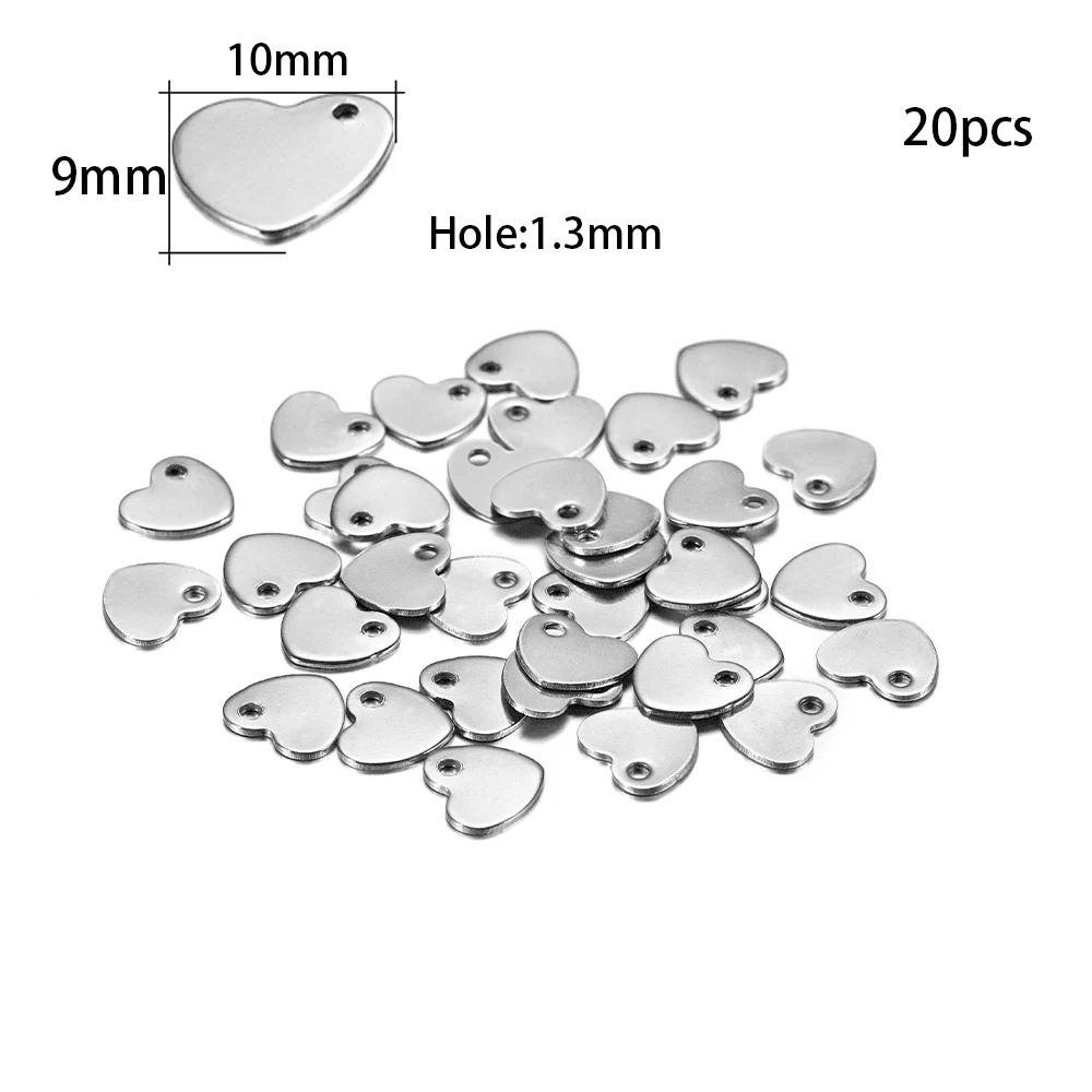 10-50Pcs Gold Stainless Steel Customized Dog Tag Heart-Shaped Oval Blanks Charm