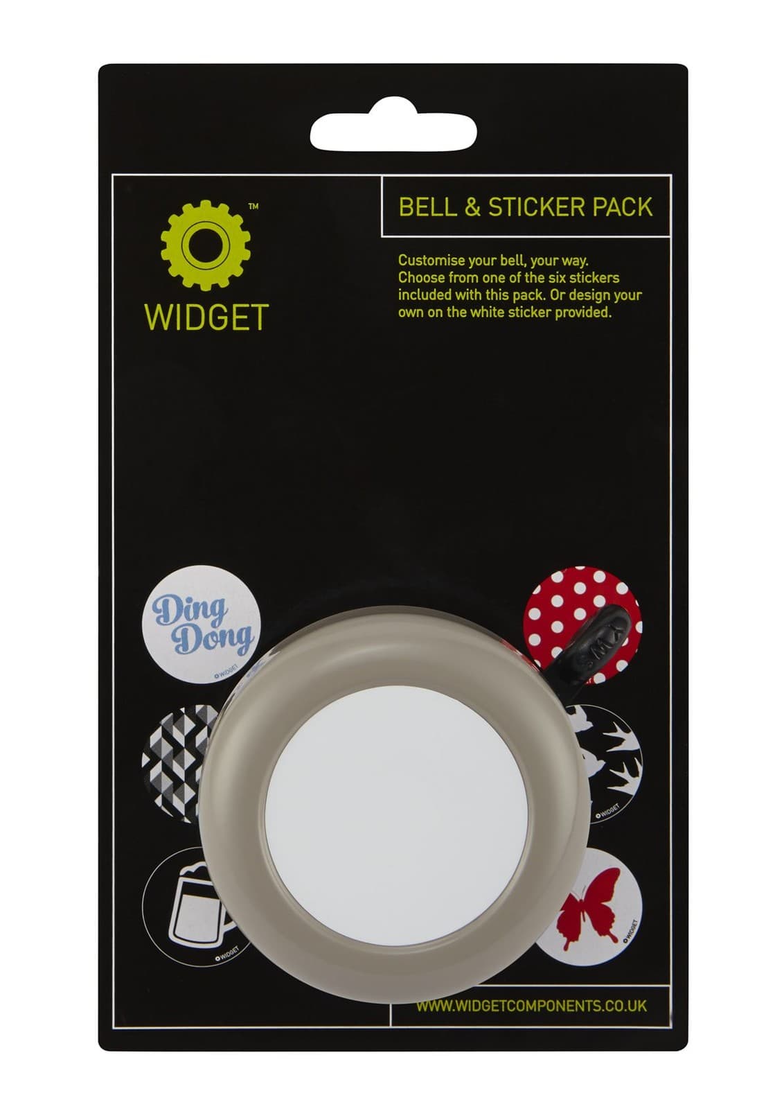 Widget Components| Steel bell and sticker pack| Grey - RRP was £5.99