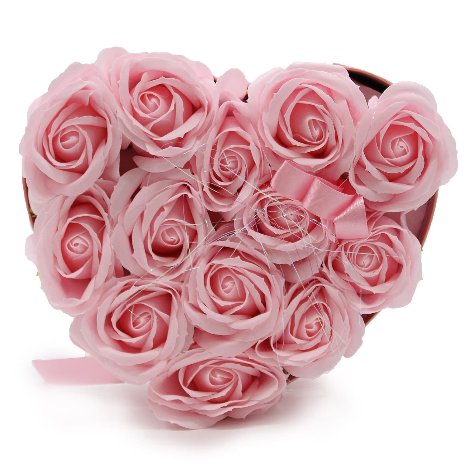 Soap Flower Gift Bouquet - 13 Pink Roses - Heart view 2