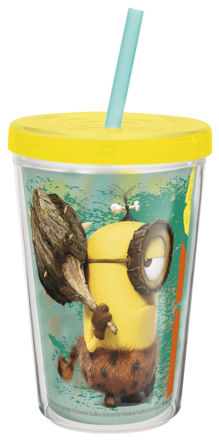 DESPICABLE ME MINIONS KIDS TUMBLER WITH STRAW and LID DRINKING WATER CUP