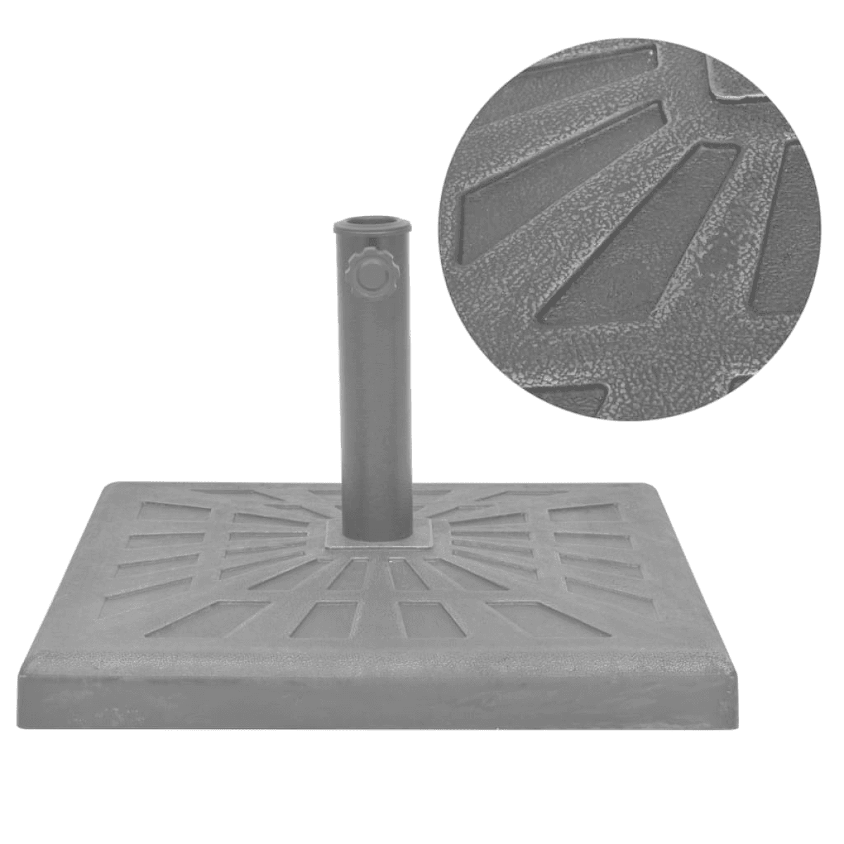 Parasol Base Resin and Steel Black 51x51x32.5cm 19kg Locking Bolt Adapters 38/48mm