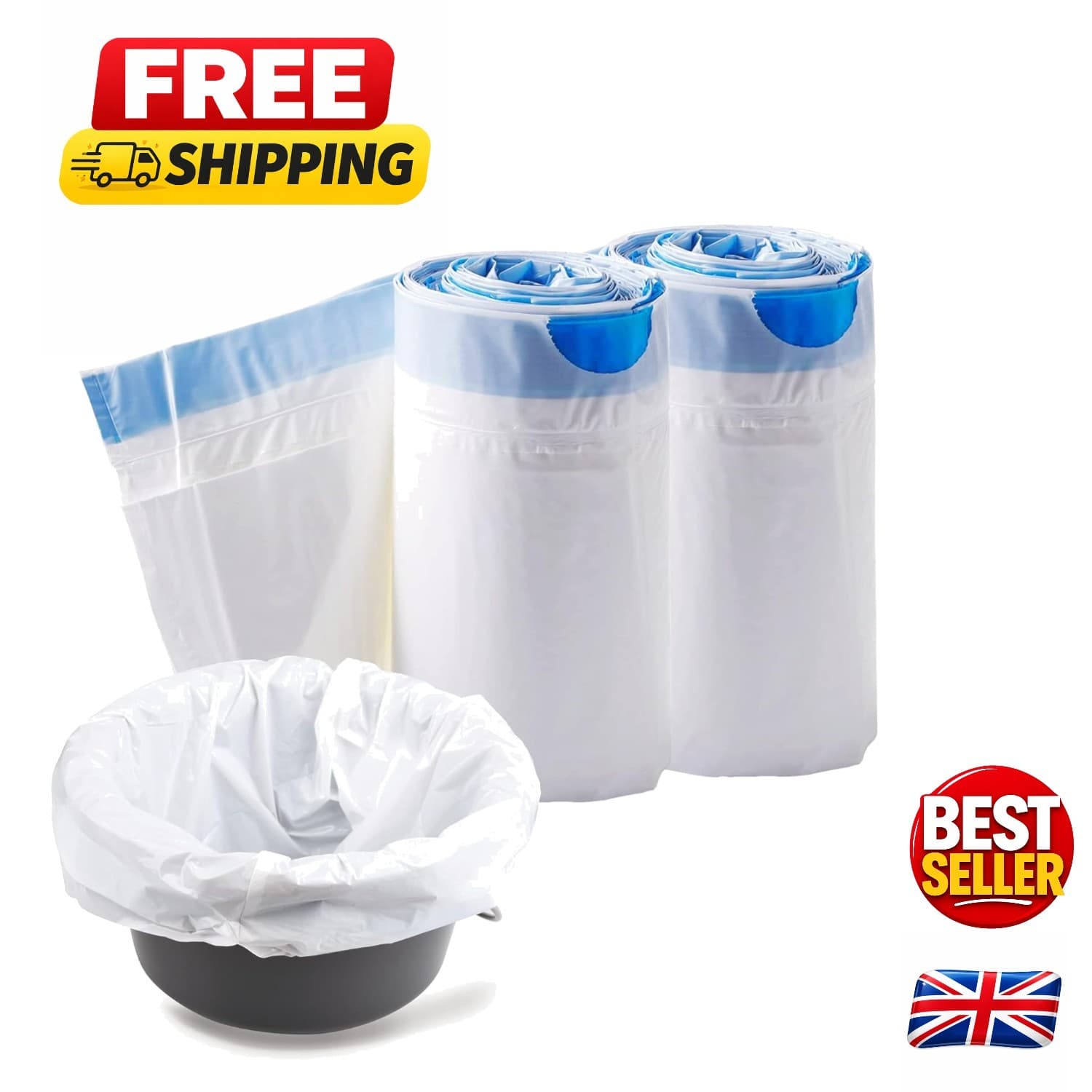 40-Pack Disposable Commode Liners - Universal Fit for Sanitary Waste Disposal