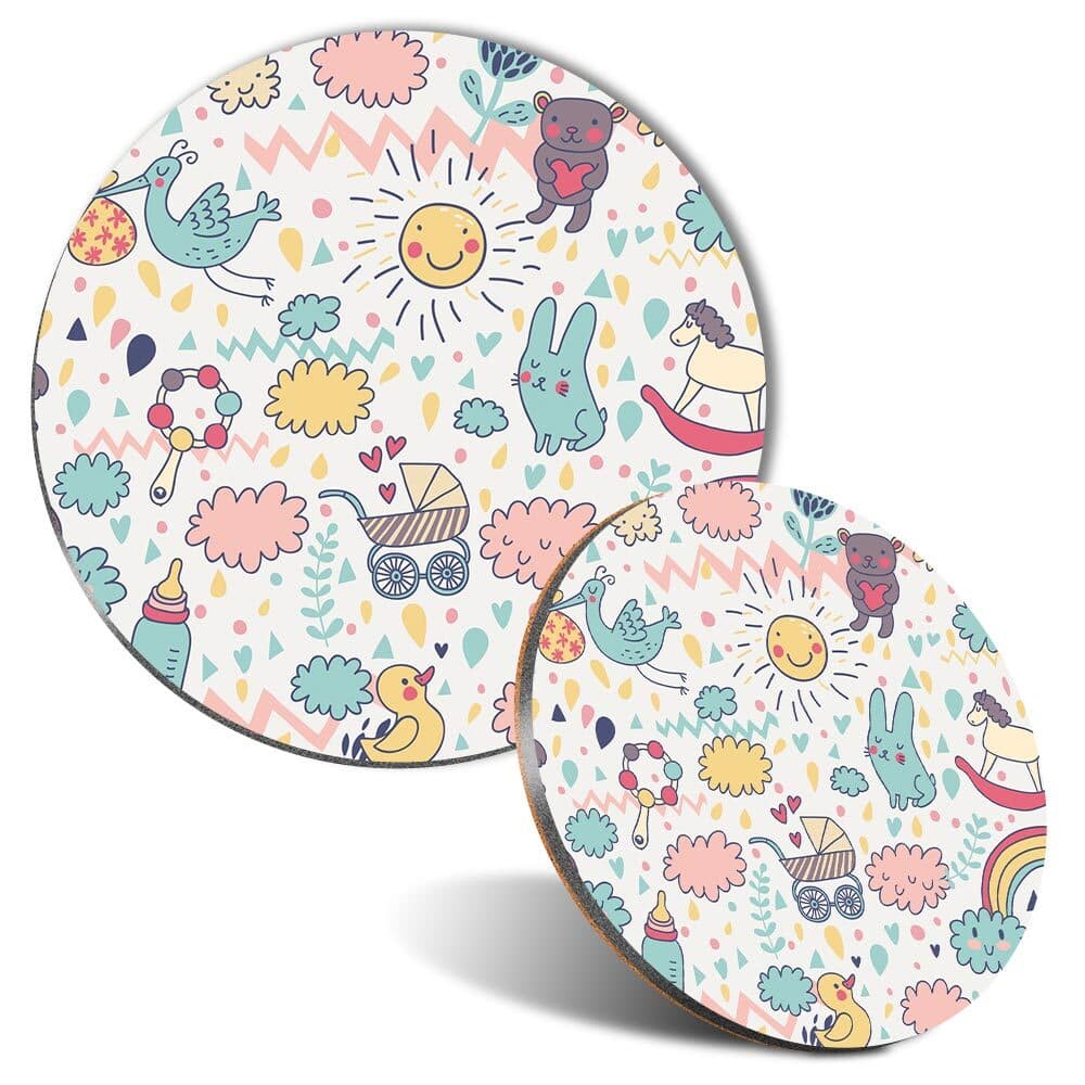 Mouse Mat and Coaster Set New Baby Girl Boy Newborn Pattern #170297