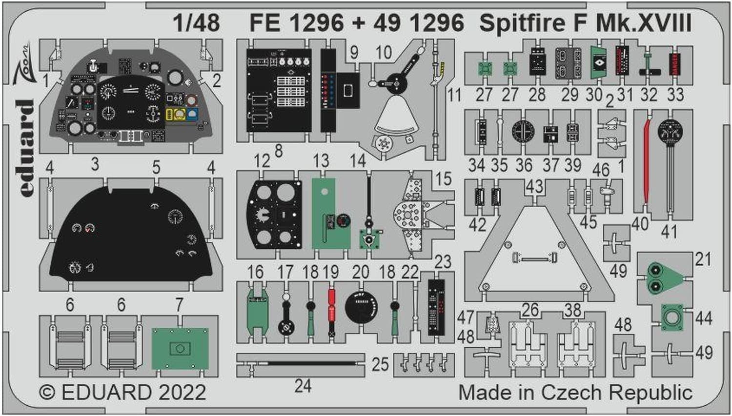 Eduard 1/48 Supermarine Spitfire F Mk.18 Etching Parts (For Airfix) Plastic Mode view 2
