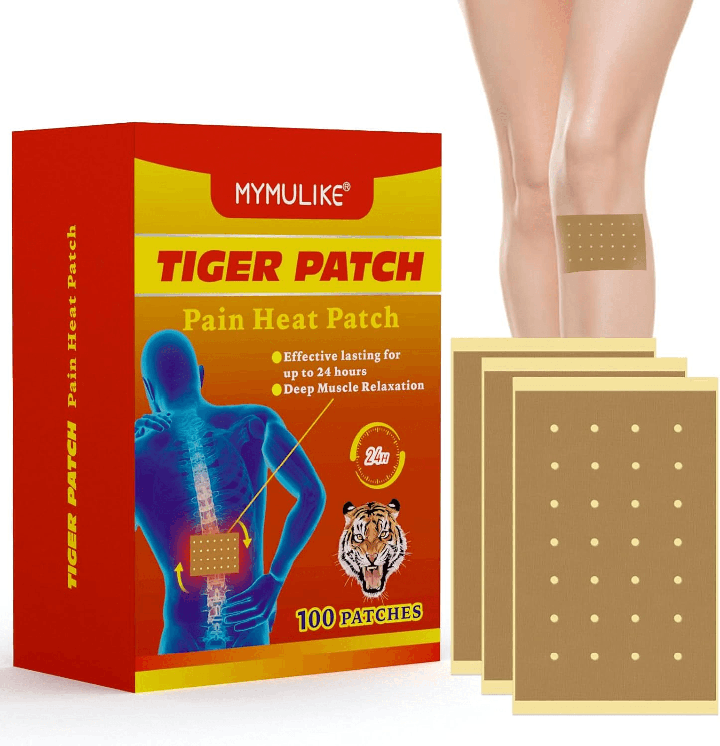 100 Count Tiger Patch| Pain Relief Patches| Heat Patches for Neck and Shoulder,